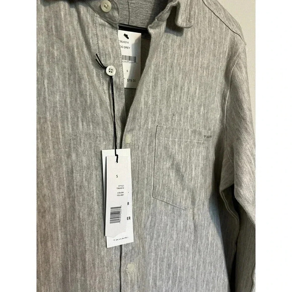 Tahari Women's Long Sleeve Button Front Collard Grey Dress Shirt Blouse Small - Picture 2 of 4